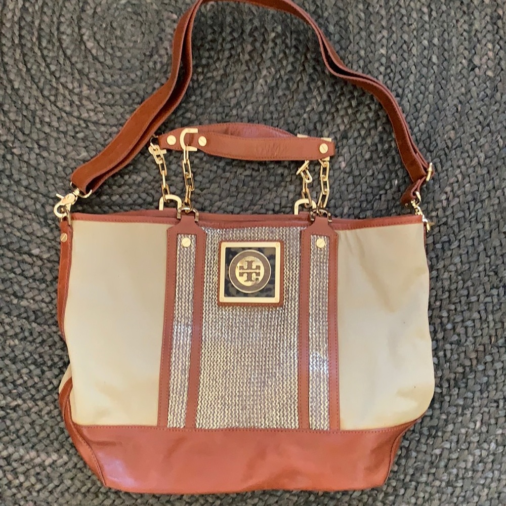 Tory Burch Brown and Gold Tote